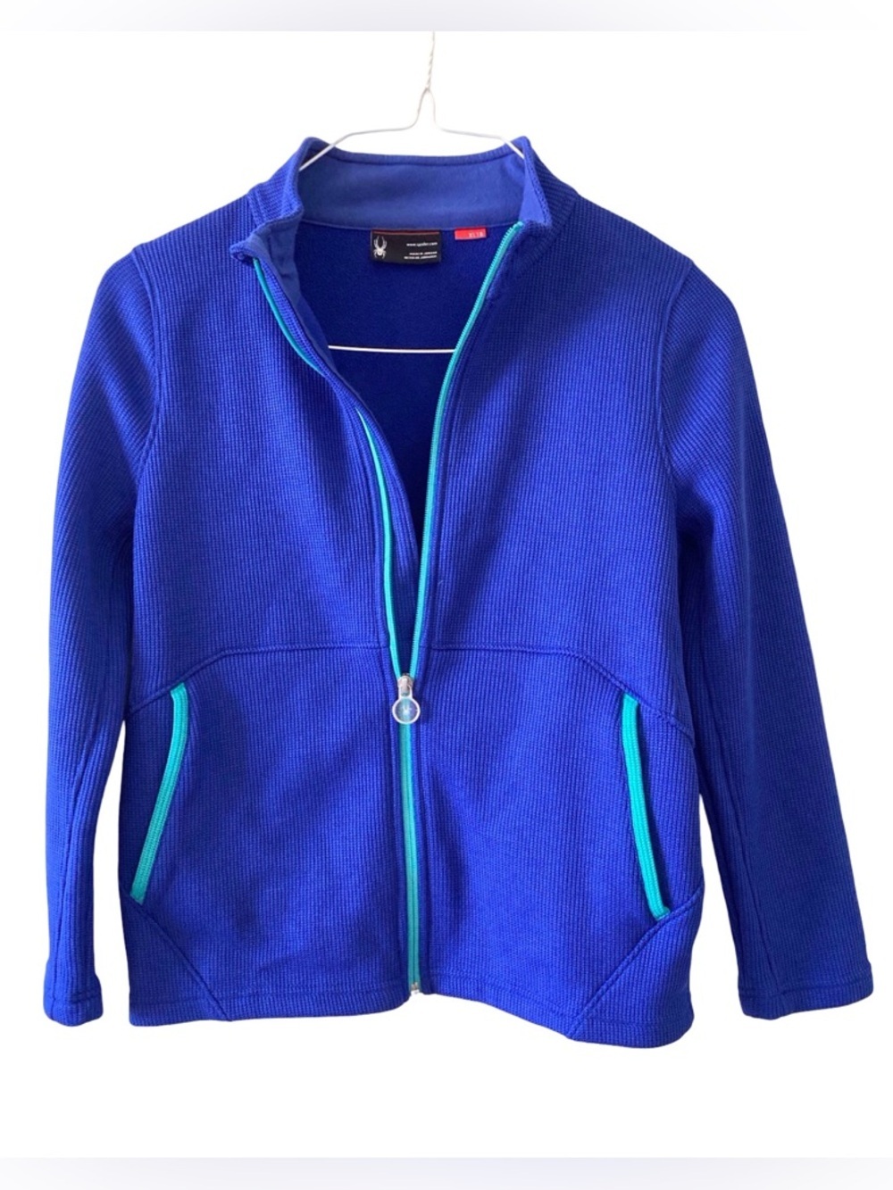 Spyder Girls XL 18 Full Zip Fleece Jacket Royal Blue Teal Ski Outdoor Active